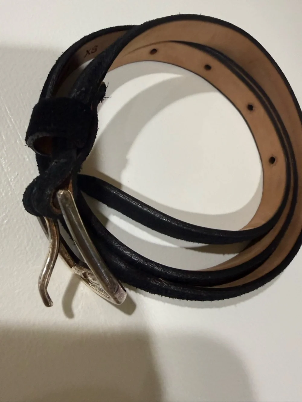 Banana Republic Black Leather Belt with Silver-Tone Buckle minimalist 1/2”